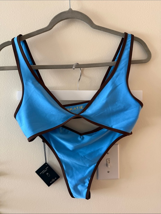 Skatie Other - Skatie Blue Bikini with Brown Trim